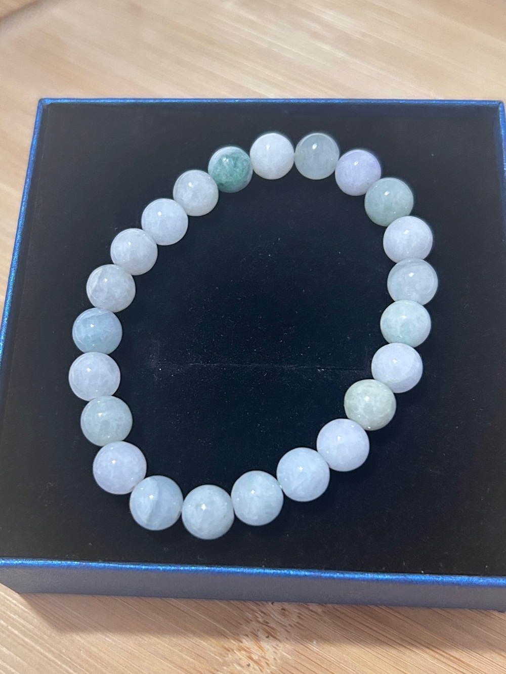 Natural Green and White Jade Beaded Stretch Bracelet - Women Jewelry